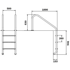 Сходи для басейну Flexinox Overflow (3 сходинки), AISI-316L