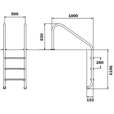 Сходи для басейну Flexinox Overflow (4 сходинки), AISI-316L
