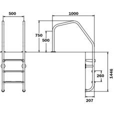 Сходи для басейну Flexinox Overflow Special (5 сходинок), AISI-316L