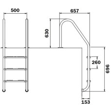 Сходи для басейну Flexinox Standard (2 сходинки), AISI-316L