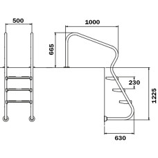Сходи для басейну Flexinox Easy Access Electropolished (4 сходинки), AISI-316L