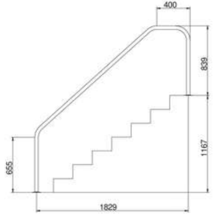 Поручень Flexinox 87162361 для римських сходів FX-06 (1829 мм, фланець, AISI-316L)