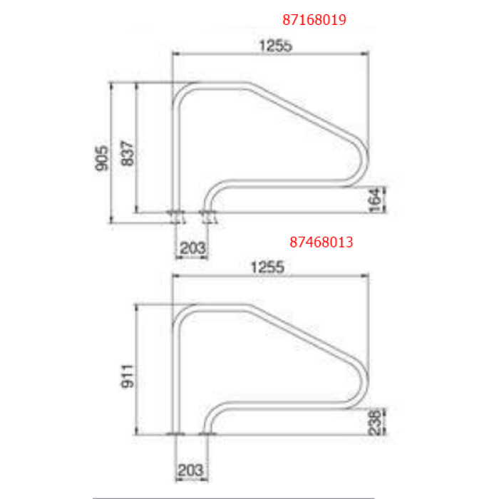 Поручень Flexinox 87468013 для римських сходів FX-01 (1255 мм, фланець, AISI-316L)