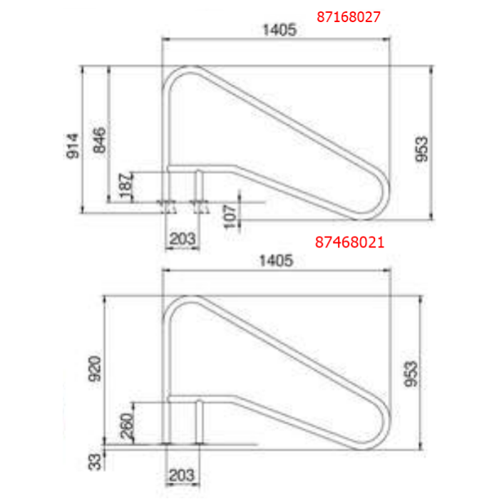 Поручень Flexinox 87168027 для римських сходів FX-02 (1405 мм, анкер, AISI-316L)