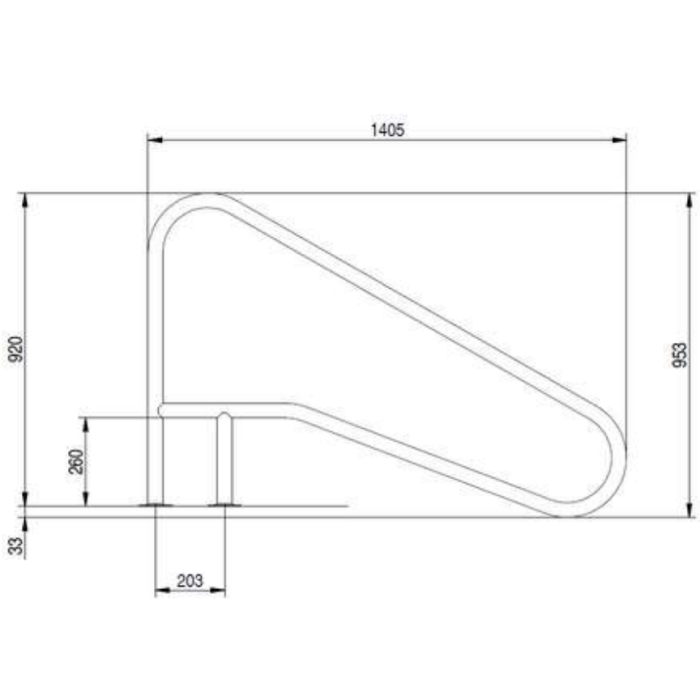 Поручень Flexinox 87188154 для римських сходів FX-02 Nero (1405 мм, фланець, AISI-316L)