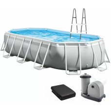 Каркасний басейн Intex 26796 OVAL (503х274х122 см) з картриджним фільтром, драбиною та тентом